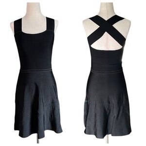 Zara Knit Ribbed Mini Dress Size S Black with Criss Cross Back Straps